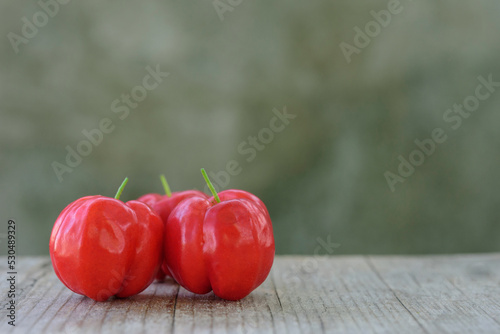 fresh cherry , on wood background, Red fresh cherry photo