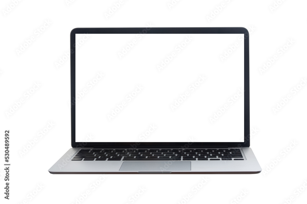 blank screen laptop on isolated white background with clipping path. blank screen laptop on isolated white background with clipping path.
