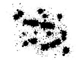 Black paint splatter set isolated on white background. Water splash silhouette vector texture overlay