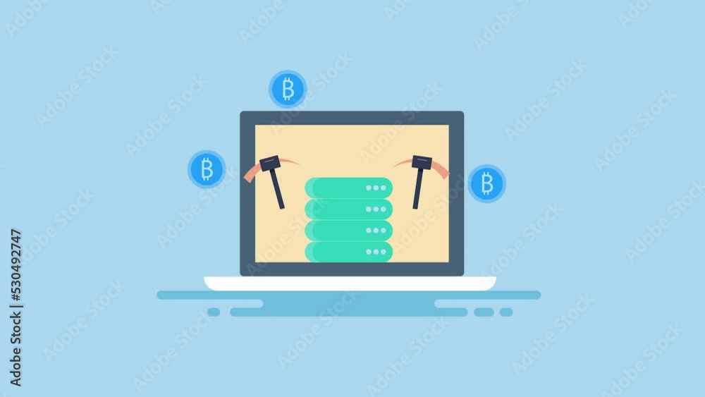 Cryptocurrency mining bitcoin digital money concept, animation  video.