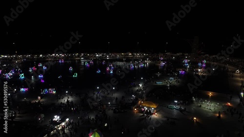 cinematic aerial of Alun-alun Tanjungpinang city in the night photo