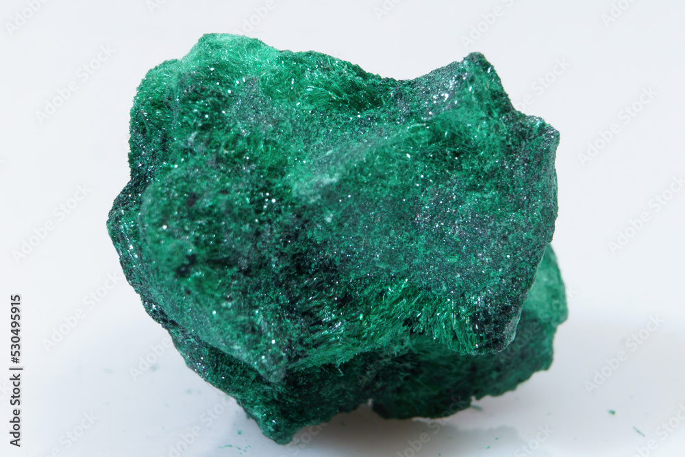 Natural gemstone green malachite on white background Natural gemstone green malachite on white background
