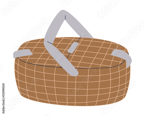 Wicker picnic basket. Flat vector illustration. Eps10