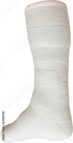 foot bandage on isolated white background, close up