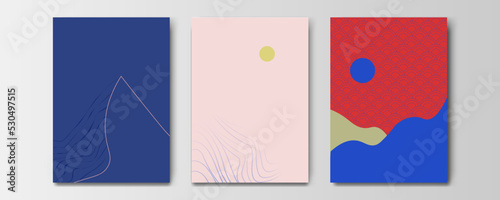 mountain wallpaper design with landscape line arts, luxury background design for cover, invitation background, packaging design, wall arts, fabric, and print. Vector illustration