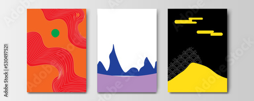 mountain wallpaper design with landscape line arts, luxury background design for cover, invitation background, packaging design, wall arts, fabric, and print. Vector illustration