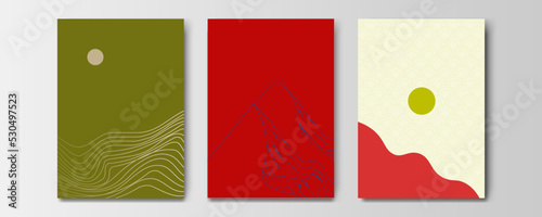 mountain wallpaper design with landscape line arts, luxury background design for cover, invitation background, packaging design, wall arts, fabric, and print. Vector illustration