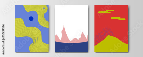 mountain wallpaper design with landscape line arts, luxury background design for cover, invitation background, packaging design, wall arts, fabric, and print. Vector illustration