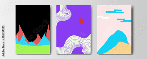 mountain wallpaper design with landscape line arts, luxury background design for cover, invitation background, packaging design, wall arts, fabric, and print. Vector illustration