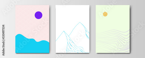 mountain wallpaper design with landscape line arts, luxury background design for cover, invitation background, packaging design, wall arts, fabric, and print. Vector illustration
