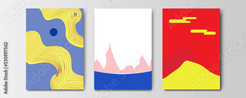 mountain wallpaper design with landscape line arts, luxury background design for cover, invitation background, packaging design, wall arts, fabric, and print. Vector illustration