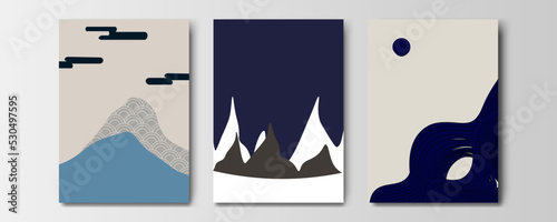 mountain wallpaper design with landscape line arts, luxury background design for cover, invitation background, packaging design, wall arts, fabric, and print. Vector illustration