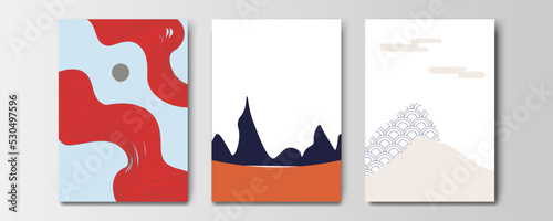 mountain wallpaper design with landscape line arts, luxury background design for cover, invitation background, packaging design, wall arts, fabric, and print. Vector illustration