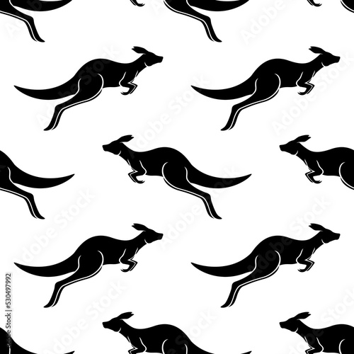 Seamless pattern with kangaroo on white background.