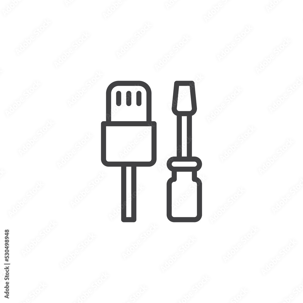 Charging Port Repair line icon Charging Port Repair line icon