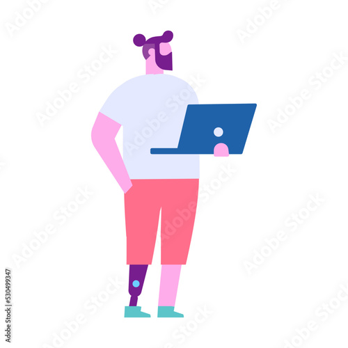 Person with prosthesis flat vector illustration