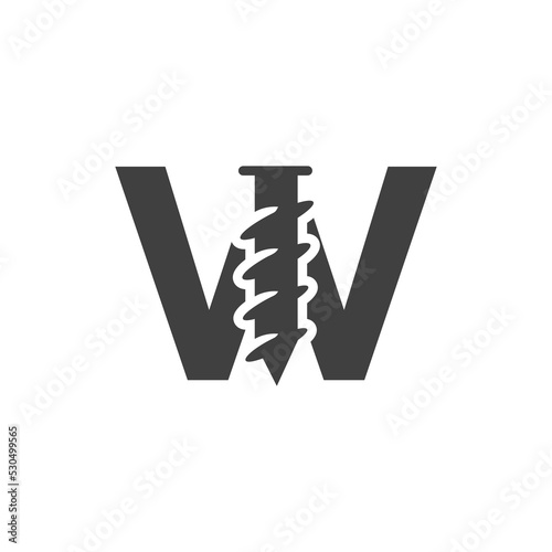 Letter W Screw Logo Template For Construction Ironmonger  Symbol Design