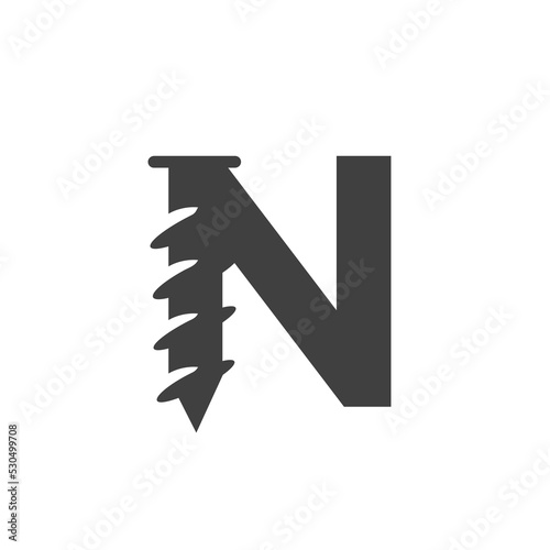 Letter N Screw Logo Template For Construction Ironmonger  Symbol Design