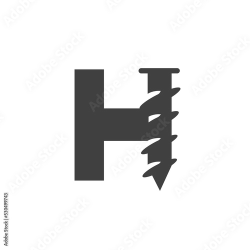 Letter H Screw Logo Template For Construction Ironmonger  Symbol Design