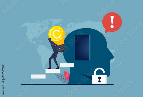 Copyright infringements concept. Someone stealing copyright, intellectual property theft vector illustration
