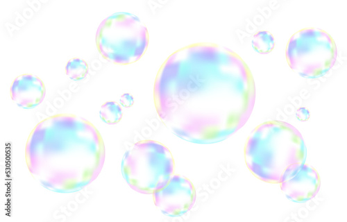 Set of realistic transparent colorful soap  bubbles.