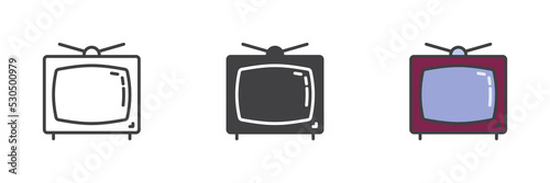 Old TV different style icon set