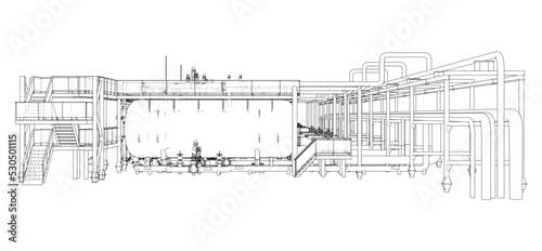 Sketch of industrial equipment. Vector