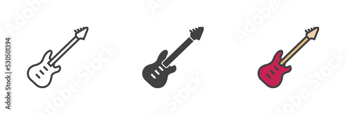 Electric guitar different style icon set