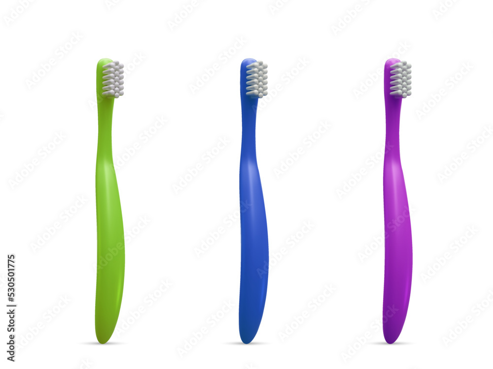 Set of realistic toothbrush isolated on white background. Vector illustration Set of realistic toothbrush isolated on white background. Vector illustration