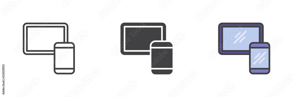 Smartphone and tablet different style icon set Smartphone and tablet different style icon set
