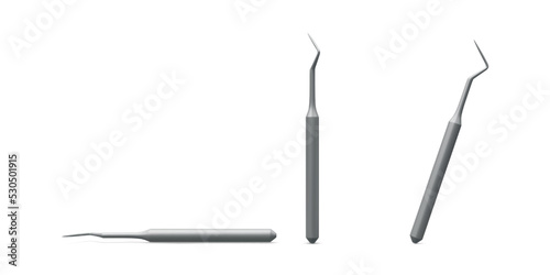 Set of realistic dental tools isoleted on white background. Concept of teeth dental care. Vector illustration