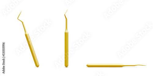 Set of realistic dental tools isoleted on white background. Concept of teeth dental care. Vector illustration