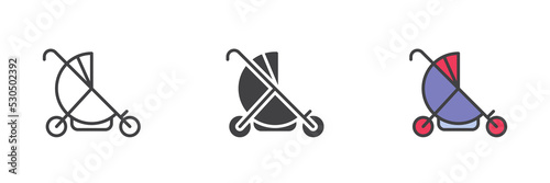 Baby carriage different style icon set