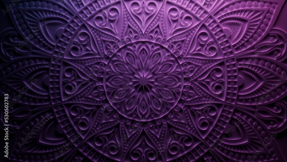 Diwali Concept featuring a Purple Three-dimensional Ornamental Flower.  Celebration Wallpaper. 3D Render. Stock Illustration | Adobe Stock