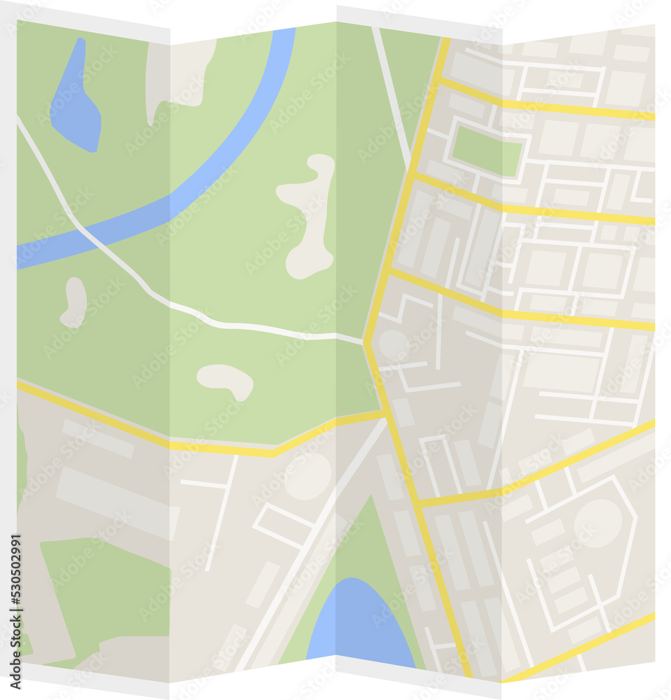 Fototapeta premium Folded paper city map