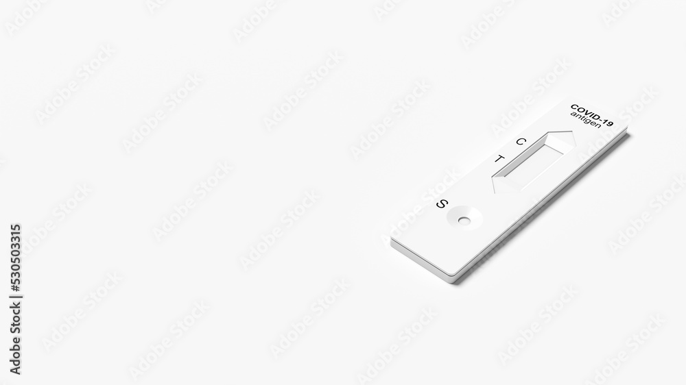 Corona virus antigen fast test. Lab card kit test for COVID-19. 3d illustration Corona virus antigen fast test. Lab card kit test for COVID-19. 3d illustration