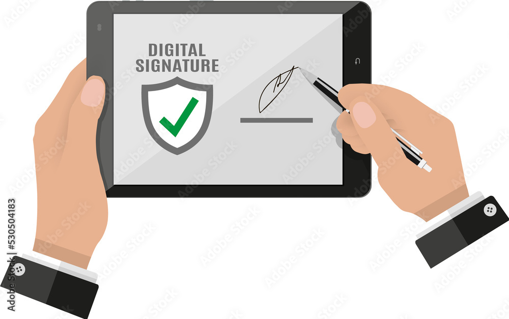 Hand sign digital signature on tablet Hand sign digital signature on tablet
