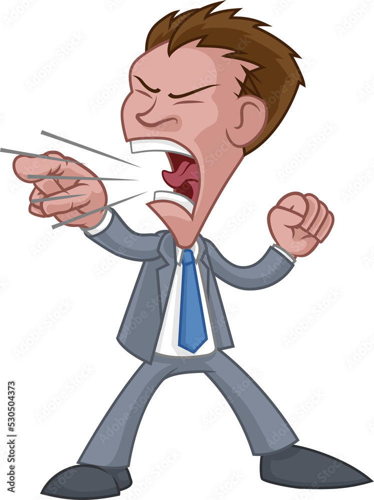 Angry Boss Business Man In Suit Cartoon Shouting Angry Boss Business Man In Suit Cartoon Shouting