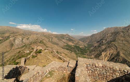 Smbataberd, a fortress located southeast of the village of Artabuynk formerly Yeghegis in Vayots Dzor in Armenia, on a mountain peak, 5th century, the road leading to the fortress photo