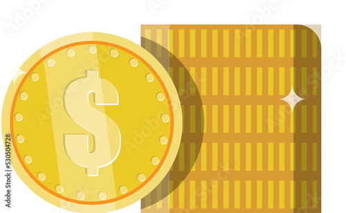 Gold coin icon with dollar currency symbol