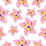 Seamless pattern of plumeria flowers on a white background.Vector floral pattern can be used in textiles, wallpapers,screensavers.