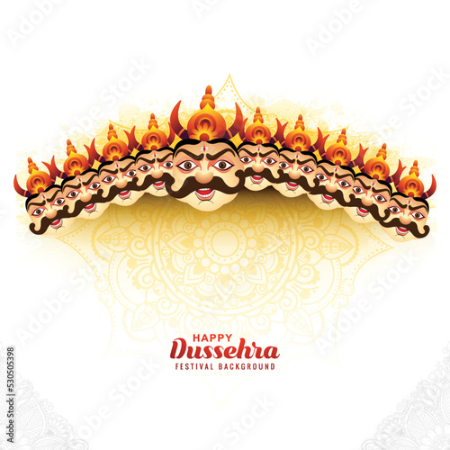 Illustration of lord rama killing ravana in happy dussehra festival background