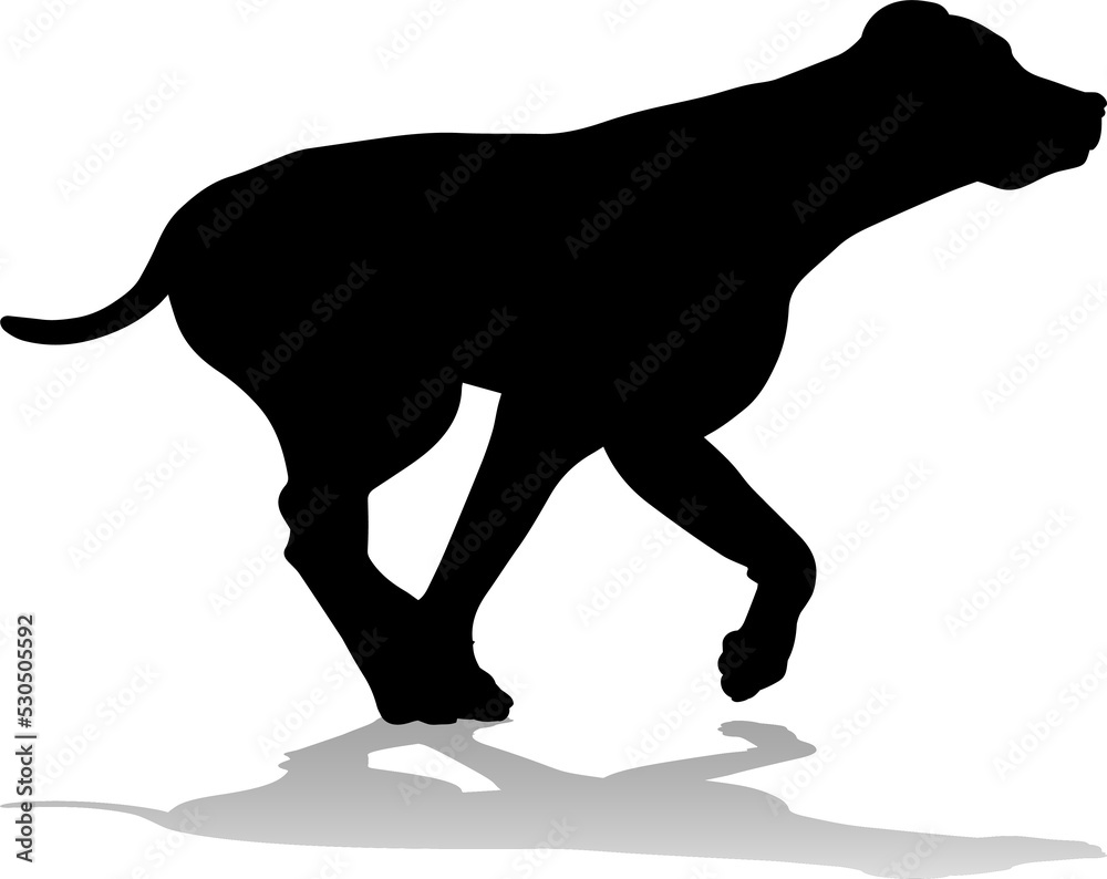 A detailed animal silhouette of a pet dog