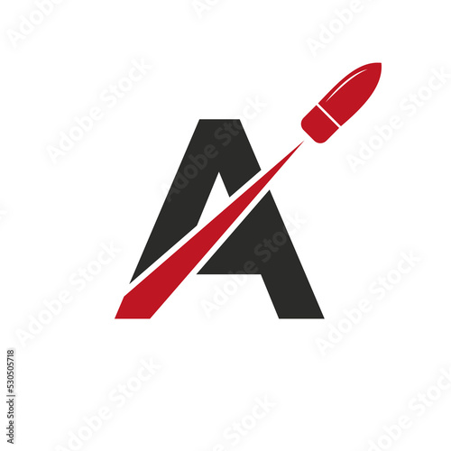Initial Letter A Shot Bullet Logo Vector Template Concept For Defense Logotype