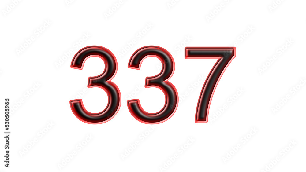 red 337 number 3d effect white background red 337 number 3d effect white background
