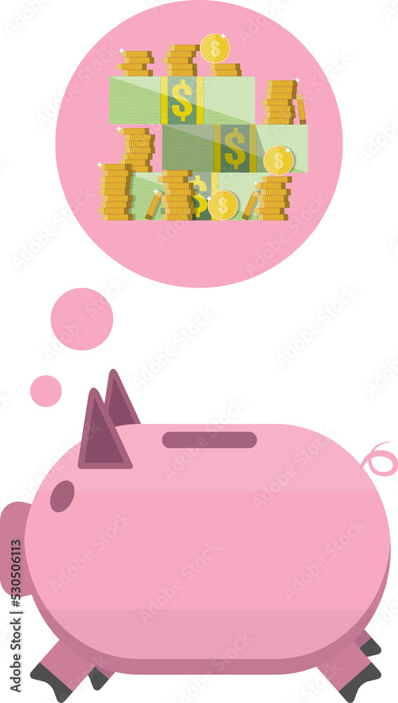 Money in pink piggy bank Money in pink piggy bank