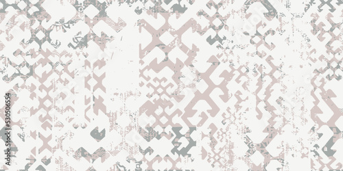 Seamless pattern in patchwork style. Embroidered print for carpet, textile, wallpaper, wrapping paper. Ethnic and tribal motifs. Handwork. Vector illustration.