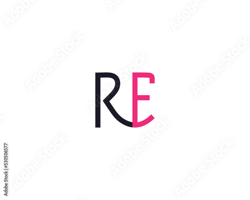 Creative RE Letter Logo Design Vector Template
