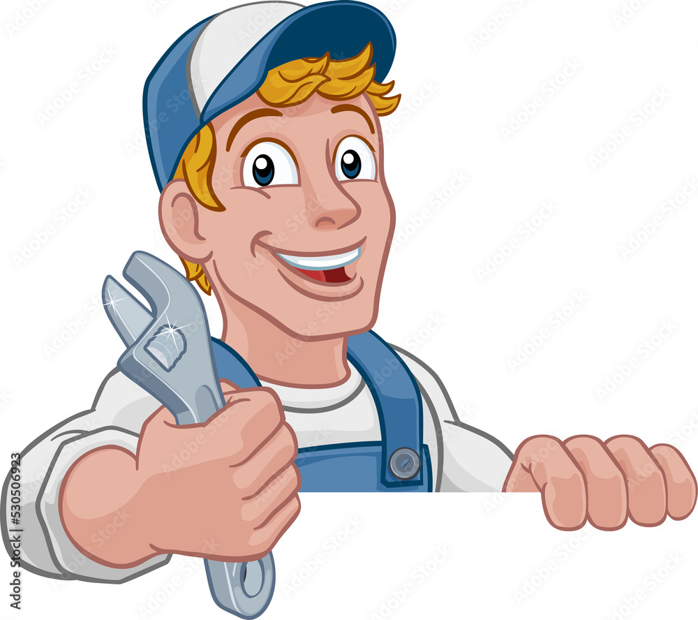 Mechanic Plumber Wrench Spanner Cartoon Handyman Mechanic Plumber Wrench Spanner Cartoon Handyman