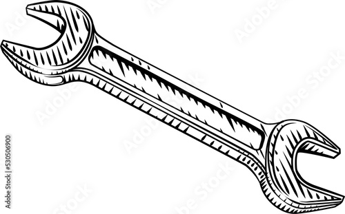 Spanner Wrench Vintage Wood...